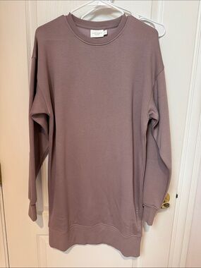 Cozy Earth Long Sleeve Crewneck Sweater Dress- Mauve